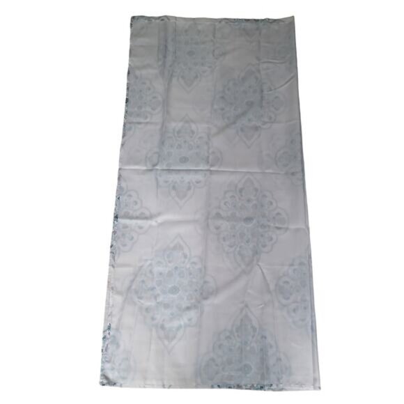 Morrocan Style Floral Pattern Polyester Fabric Shower Curtain, 72x72, Blue/White - Picture 11 of 12